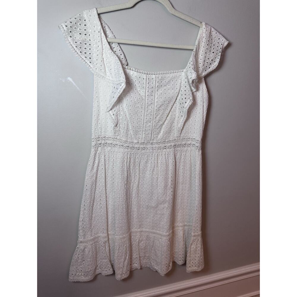 Alice & Olivia White Eyelet Mini Dress Lined Sz 8 - Picture 5 of 9